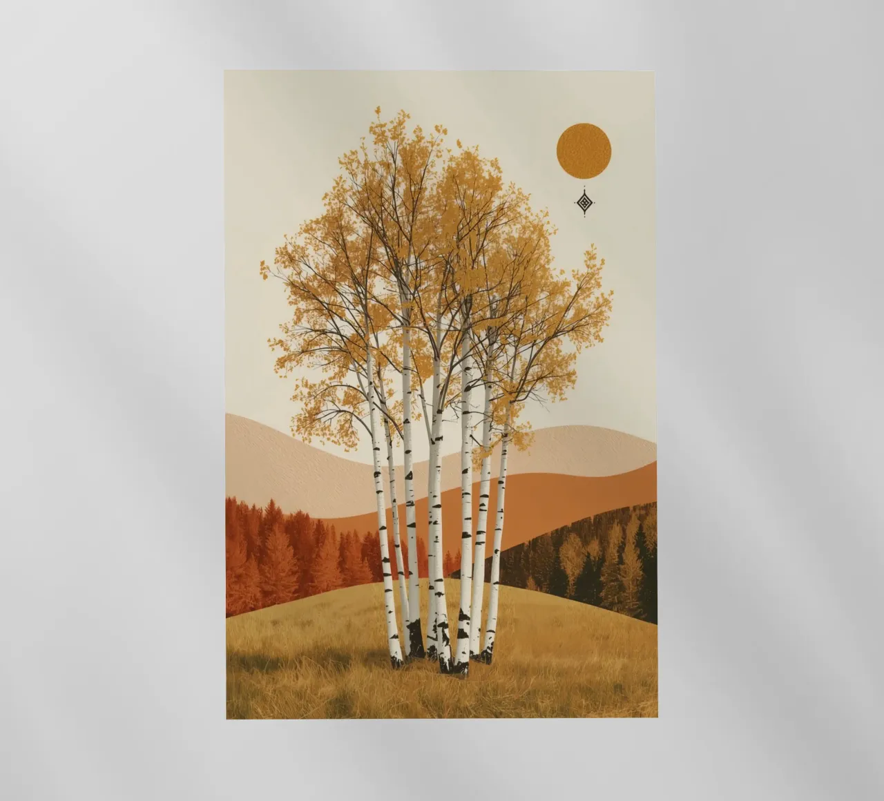 Betulle in un paesaggio autunnale con il sole pellicola backlit da DesignDoodle