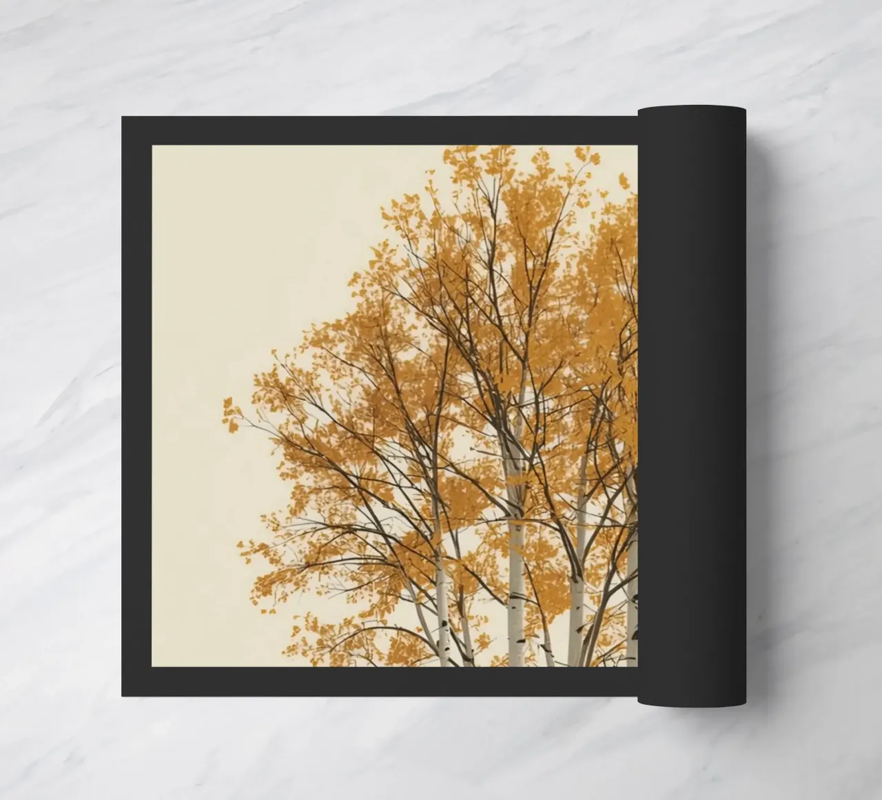 Betulle in un paesaggio autunnale con il sole zerbino da DesignDoodle