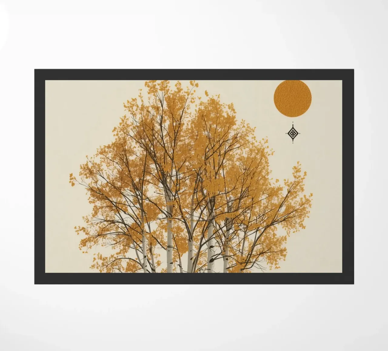 Betulle in un paesaggio autunnale con il sole zerbino da DesignDoodle