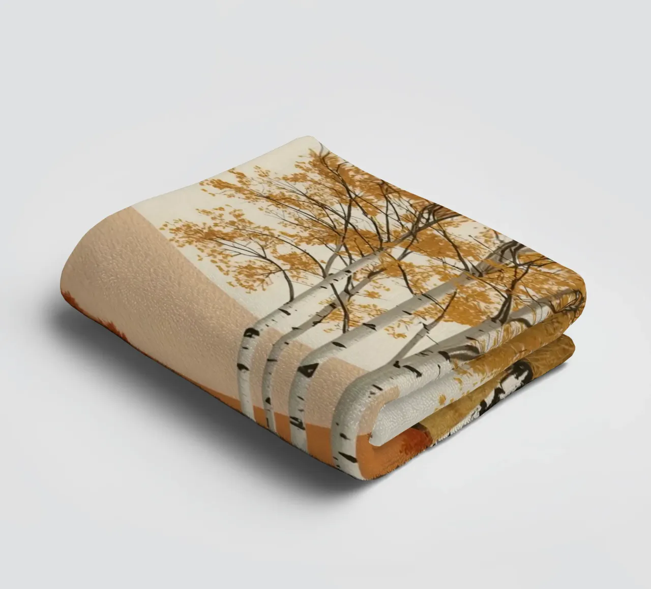 Birch Trees in Autumn Landscape with Sun towel by DesignDoodle