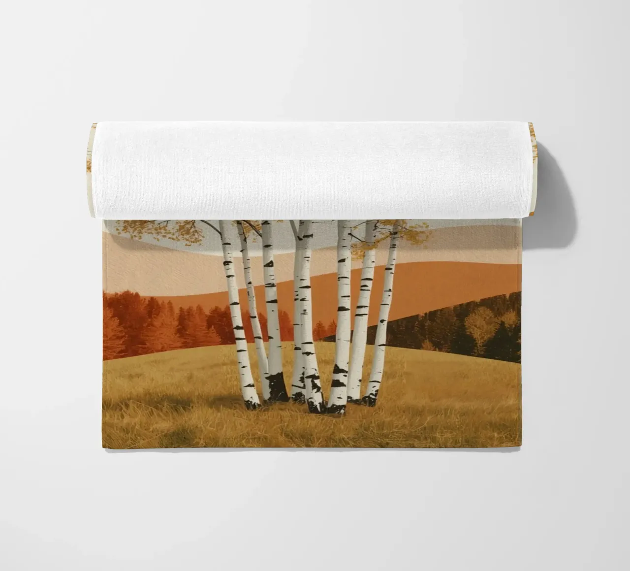 Betulle in un paesaggio autunnale con il sole telo mare da DesignDoodle