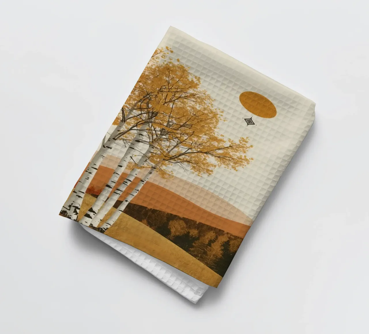 Betulle in un paesaggio autunnale con il sole canovaccio da cucina da DesignDoodle