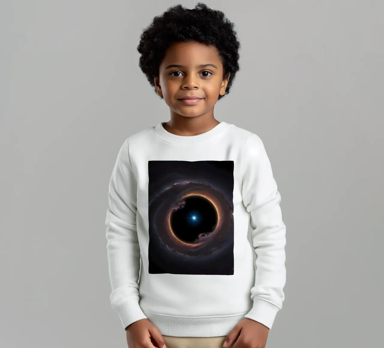 Buco nero con disco di accrescimento e stella felpa bambino da DesignDoodle