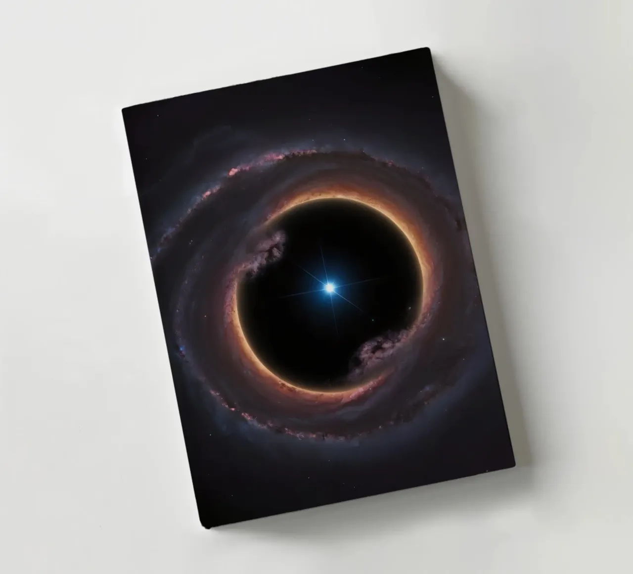 Black hole with accretion disk and star notebook by DesignDoodle