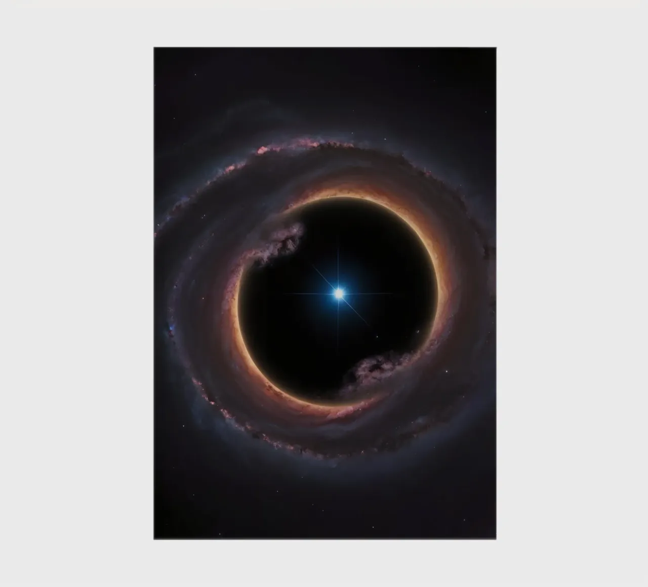 Black hole with accretion disk and star notebook by DesignDoodle
