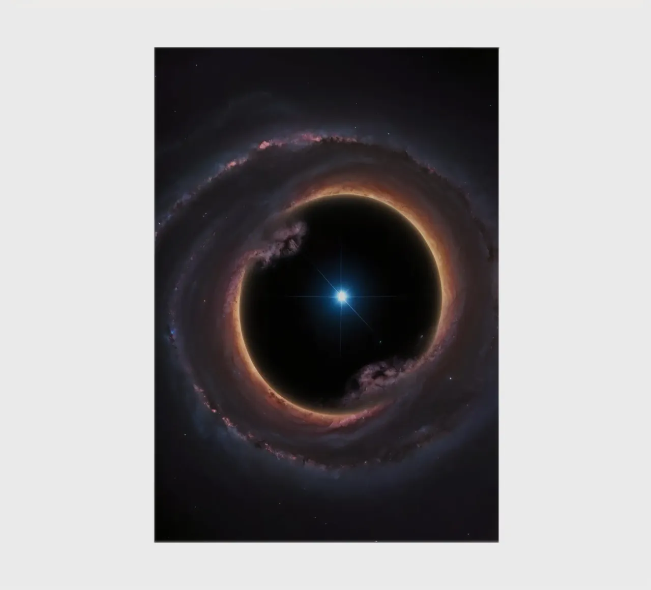 Black hole with accretion disk and star notebook by DesignDoodle