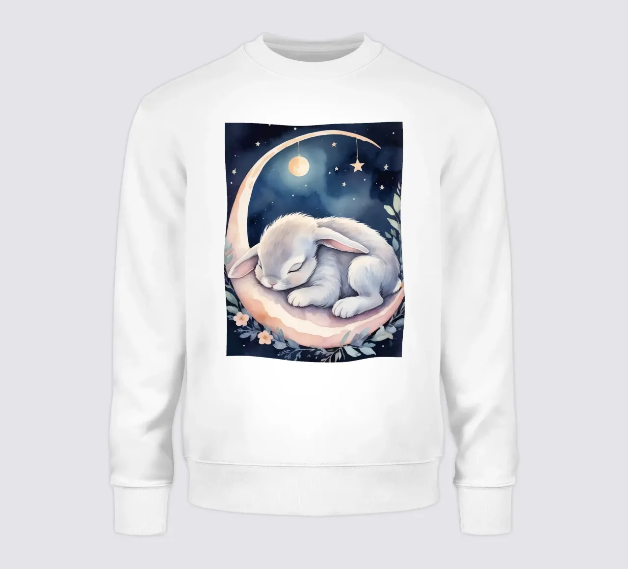 Coniglietto che dorme sulla luna crescente con le stelle felpa da DesignDoodle