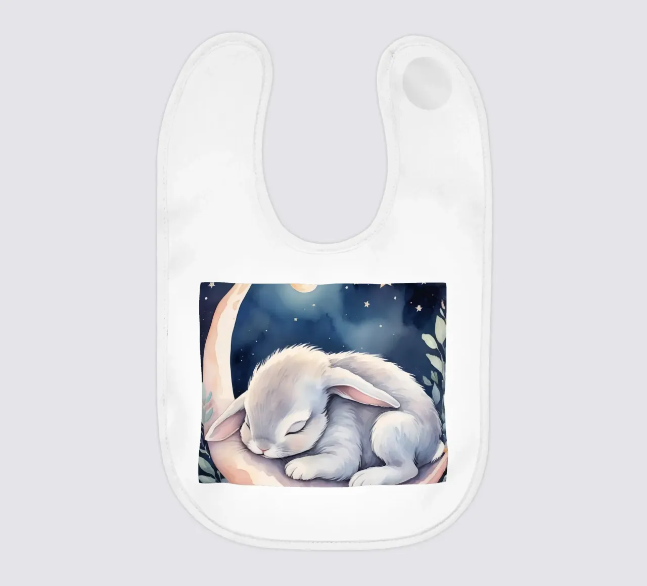 Coniglietto che dorme sulla luna crescente con le stelle bavaglino da DesignDoodle