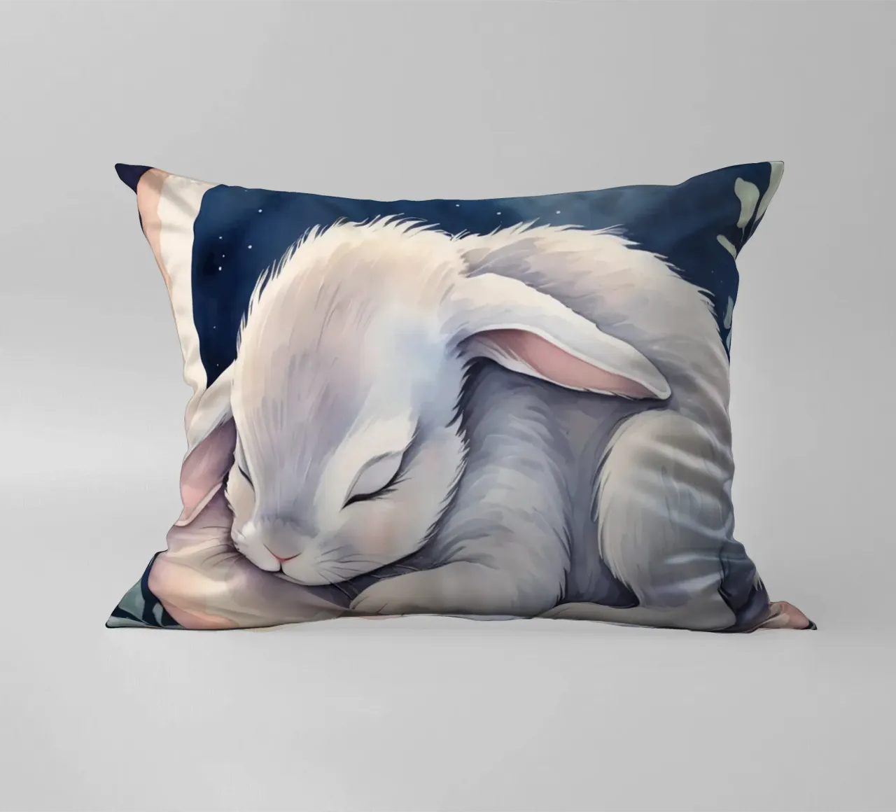 Coniglietto che dorme sulla luna crescente con le stelle cuscino da DesignDoodle