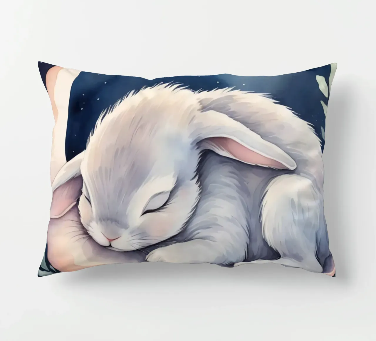 Coniglietto che dorme sulla luna crescente con le stelle cuscino da DesignDoodle