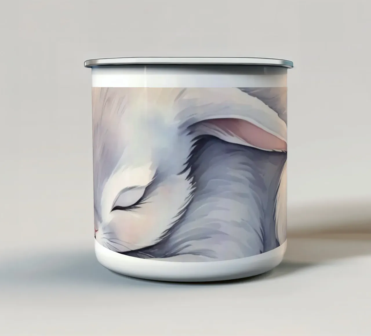 Coniglietto che dorme sulla luna crescente con le stelle tazza in smalto da DesignDoodle