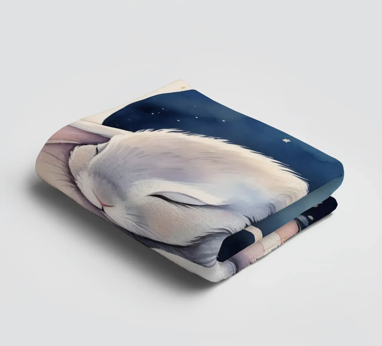 Lapin dormant sur un croissant de lune avec des étoiles serviette de bain de DesignDoodle