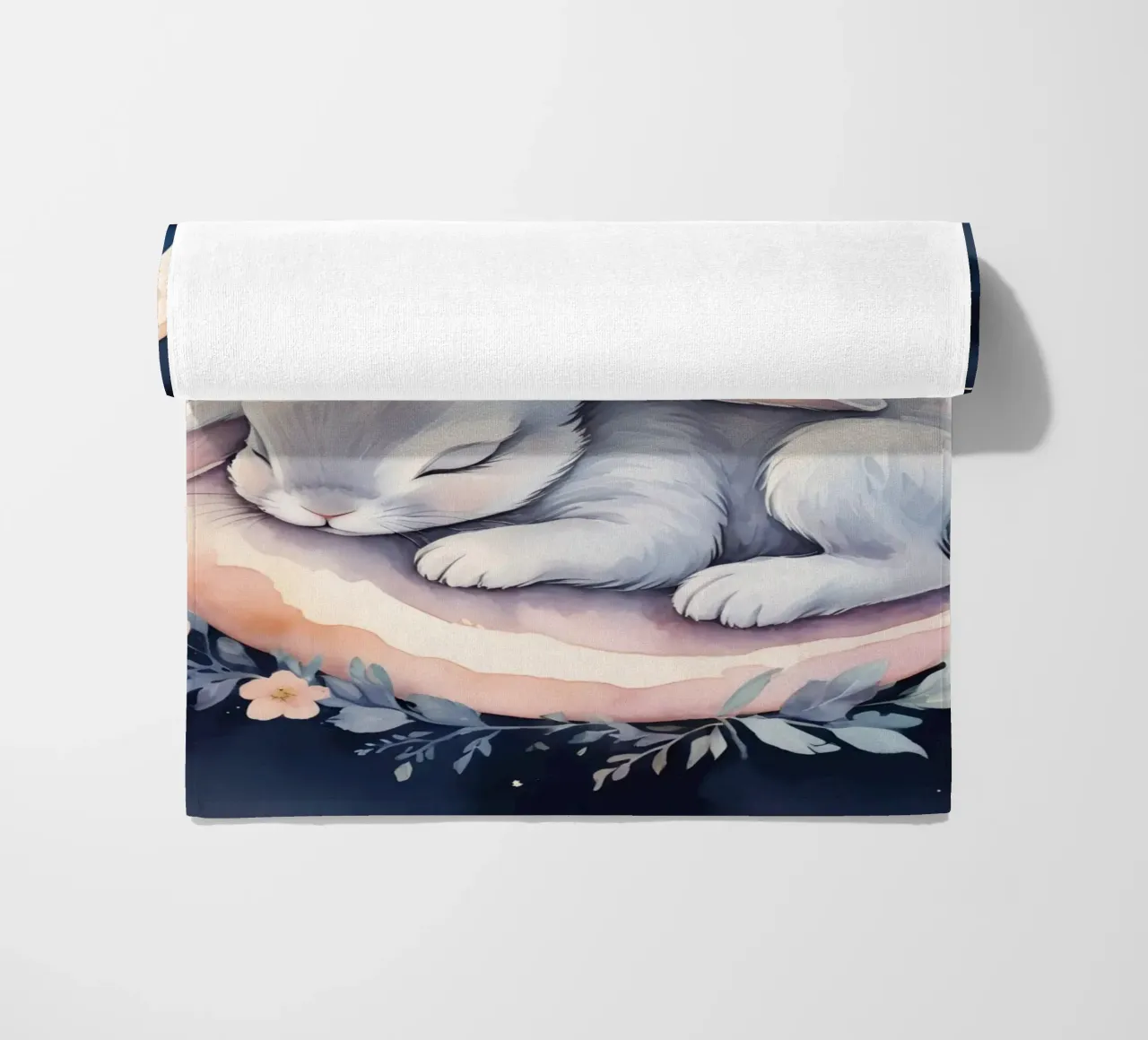 Coniglietto che dorme sulla luna crescente con le stelle telo mare da DesignDoodle