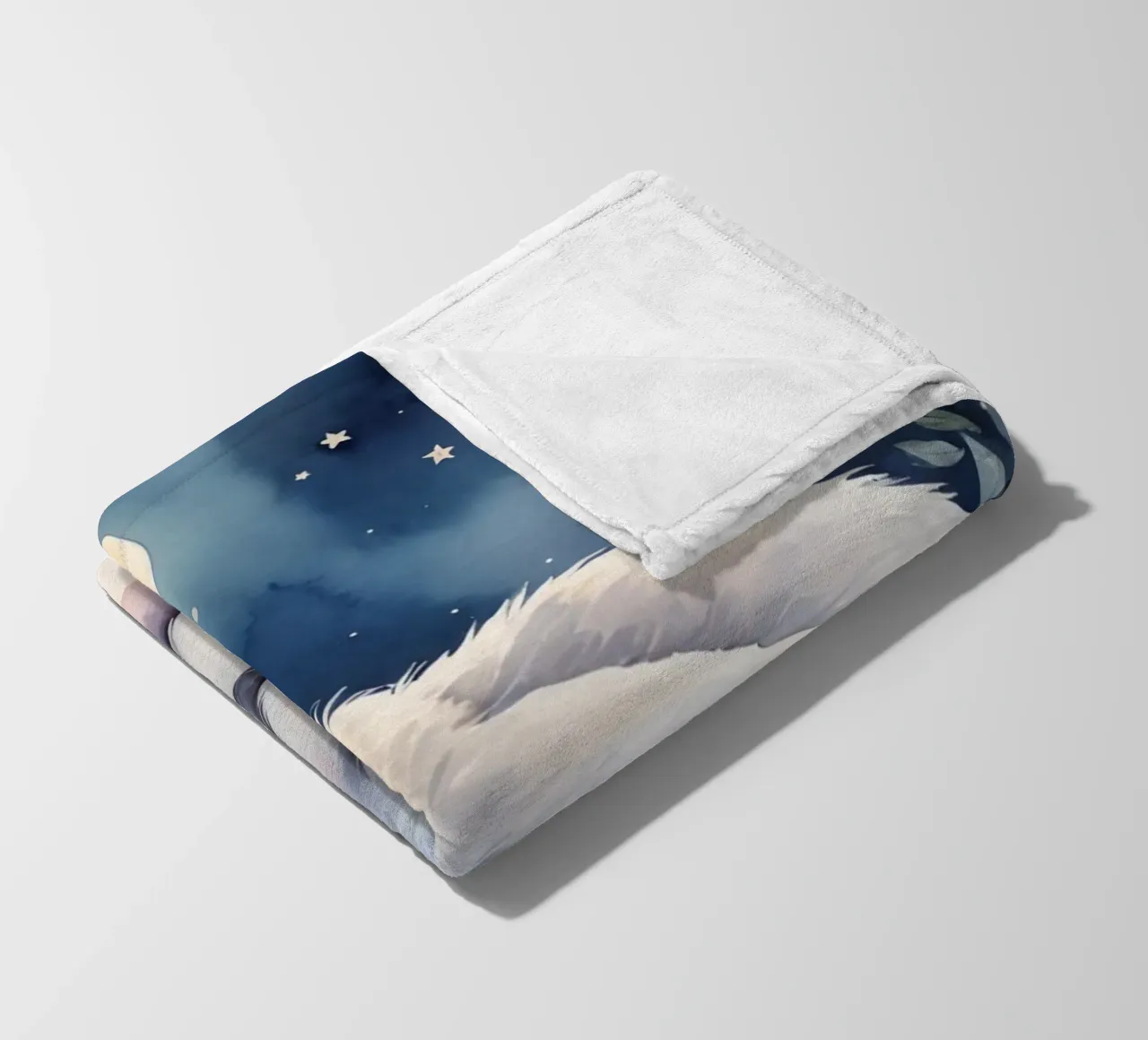 Coniglietto che dorme sulla luna crescente con le stelle coperta in pile da DesignDoodle