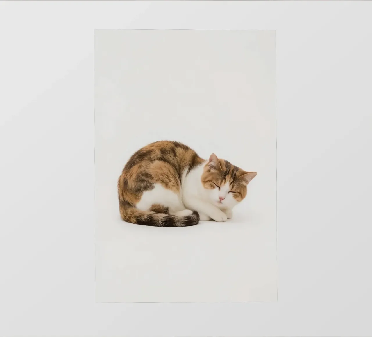 Gatto calico che dorme su sfondo bianco telo in pvc da DesignDoodle