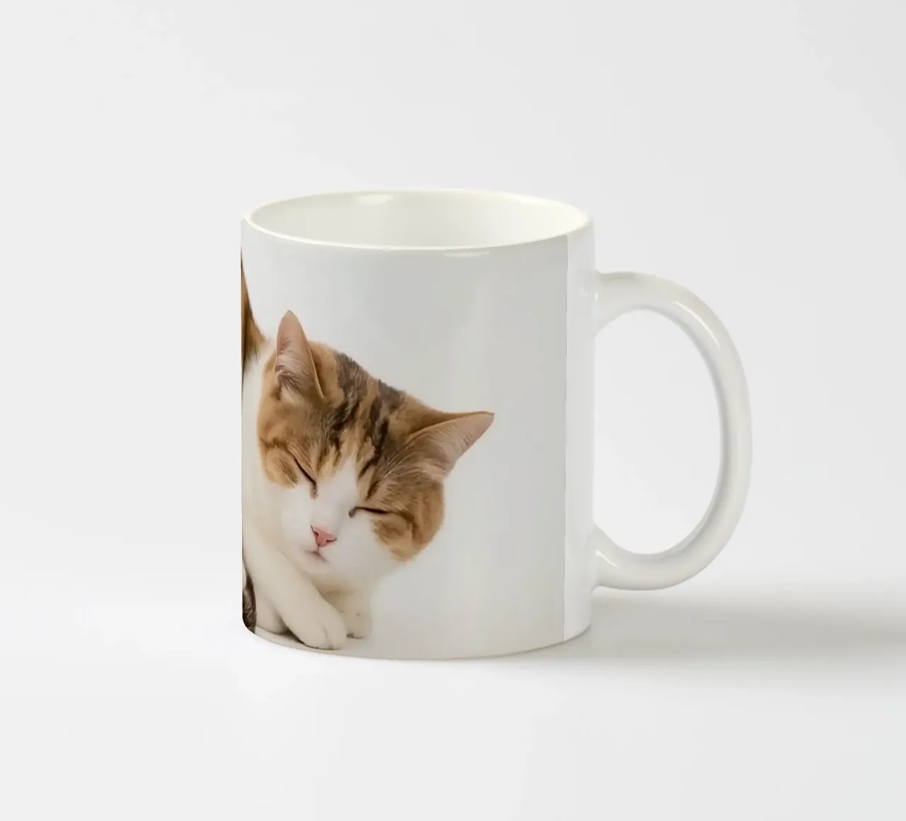Calico kat die op witte achtergrond slaapt keramische mok van DesignDoodle