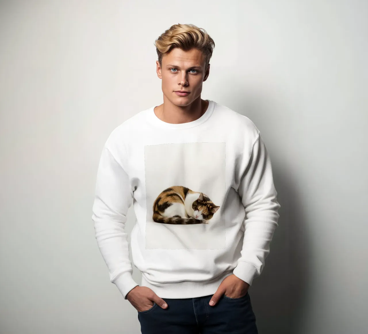 Gato Calico Durmiendo sudadera de DesignDoodle