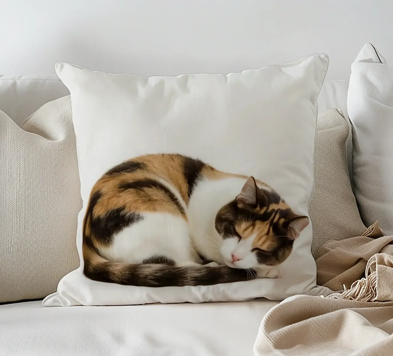 Gatto calico che dorme cuscino da DesignDoodle