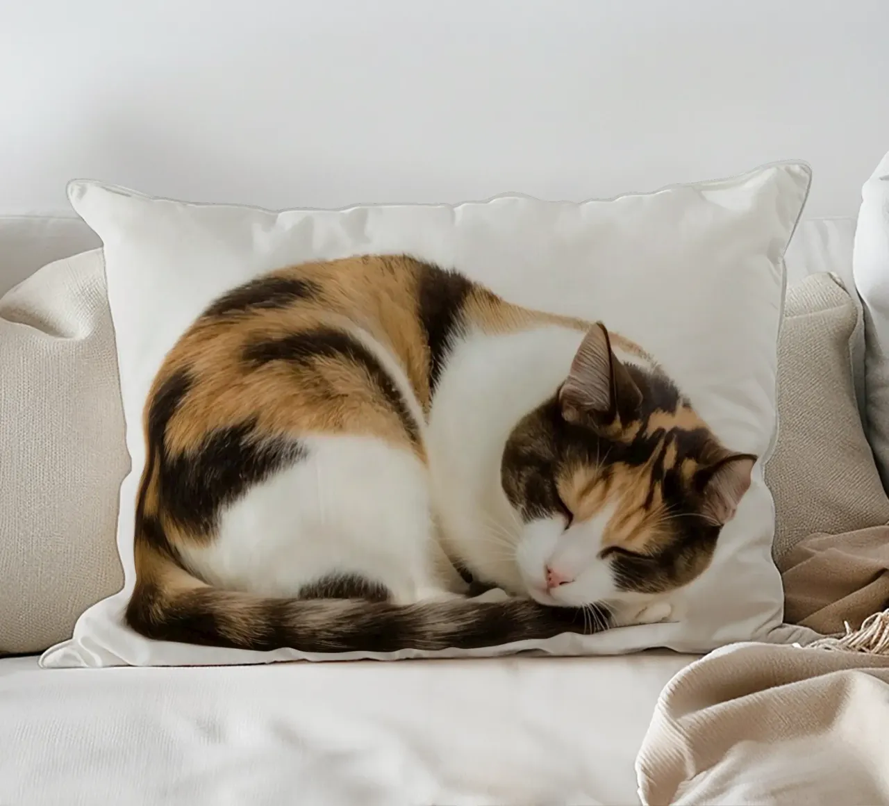 Gatto calico che dorme cuscino da DesignDoodle