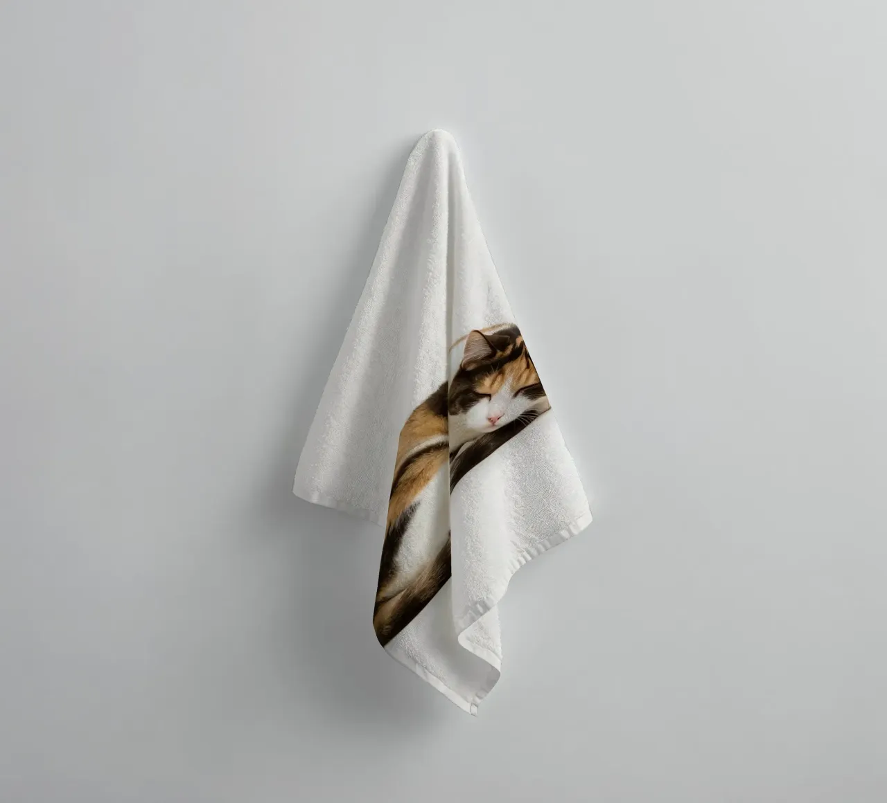 Gatto calico che dorme asciugamano da bagno da DesignDoodle