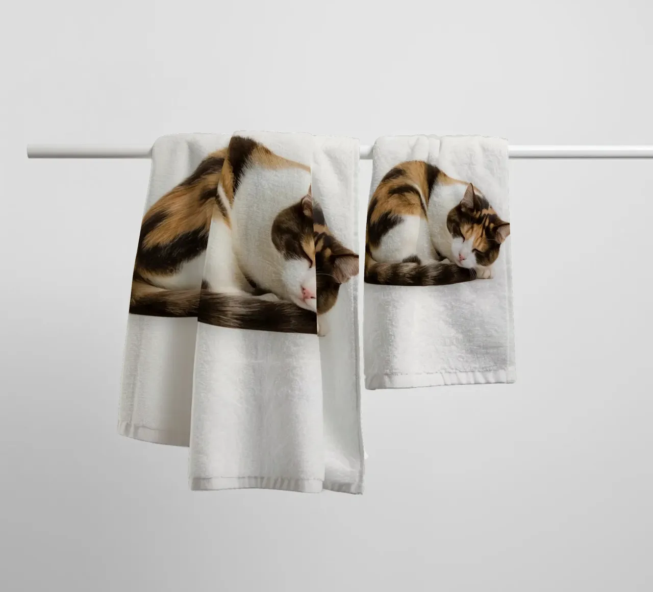 Gatto calico che dorme asciugamano da bagno da DesignDoodle