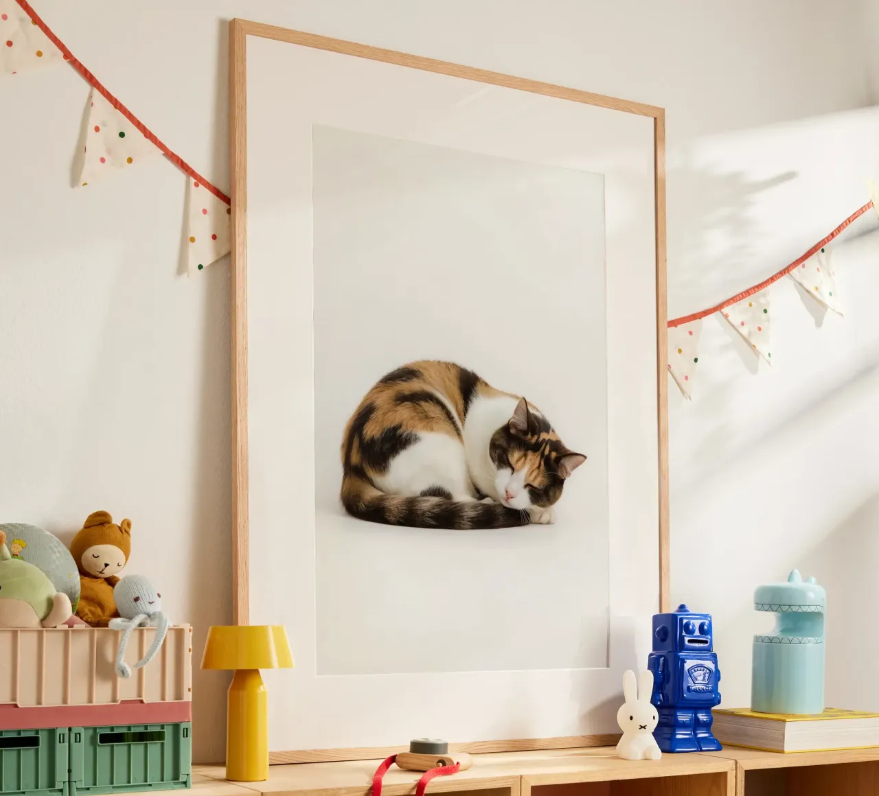 Gatto calico che dorme poster da DesignDoodle