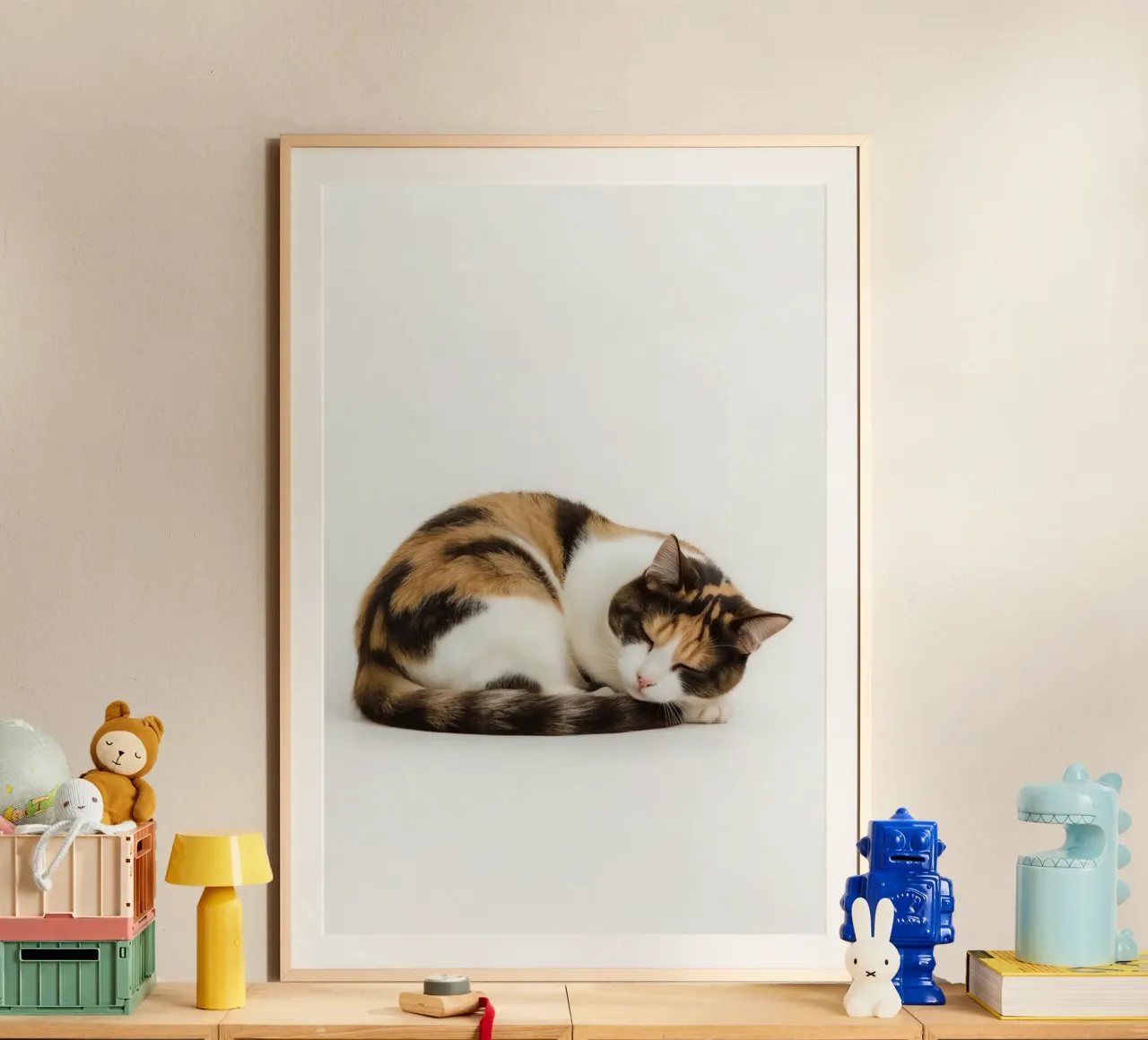 Gatto calico che dorme poster da DesignDoodle