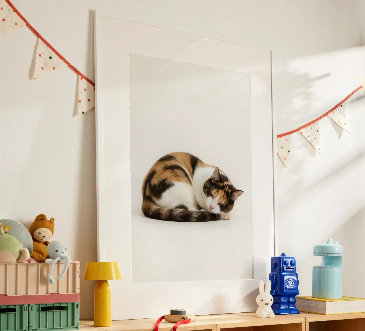 Gatto calico che dorme poster da DesignDoodle