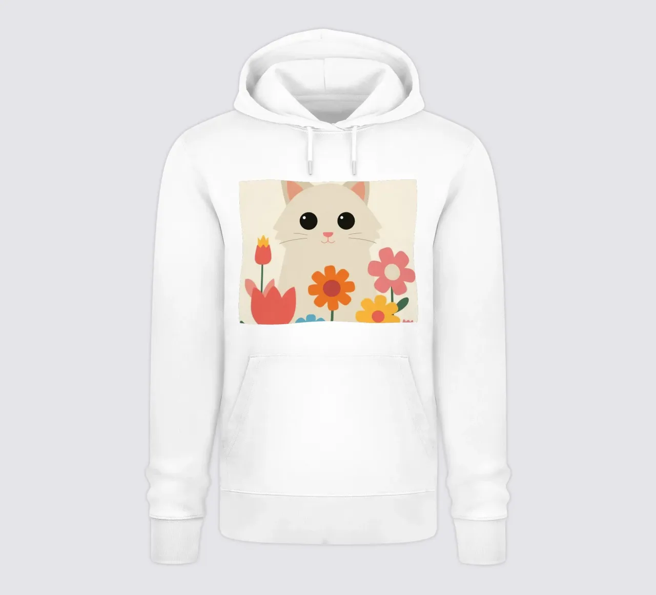 Gatto carino con fiori colorati felpa con cappuccio da DesignDoodle