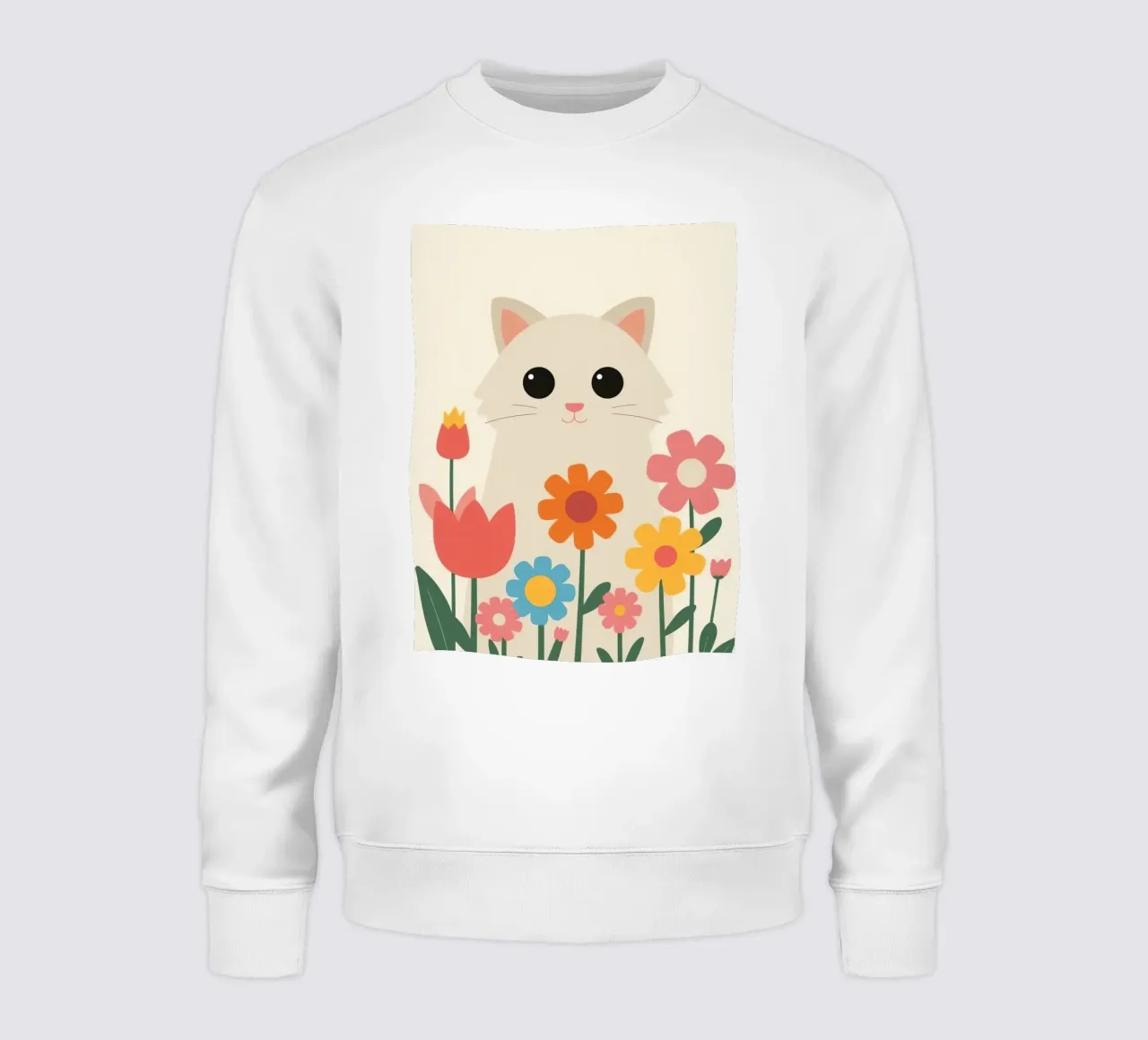 Gatto carino con fiori colorati felpa da DesignDoodle