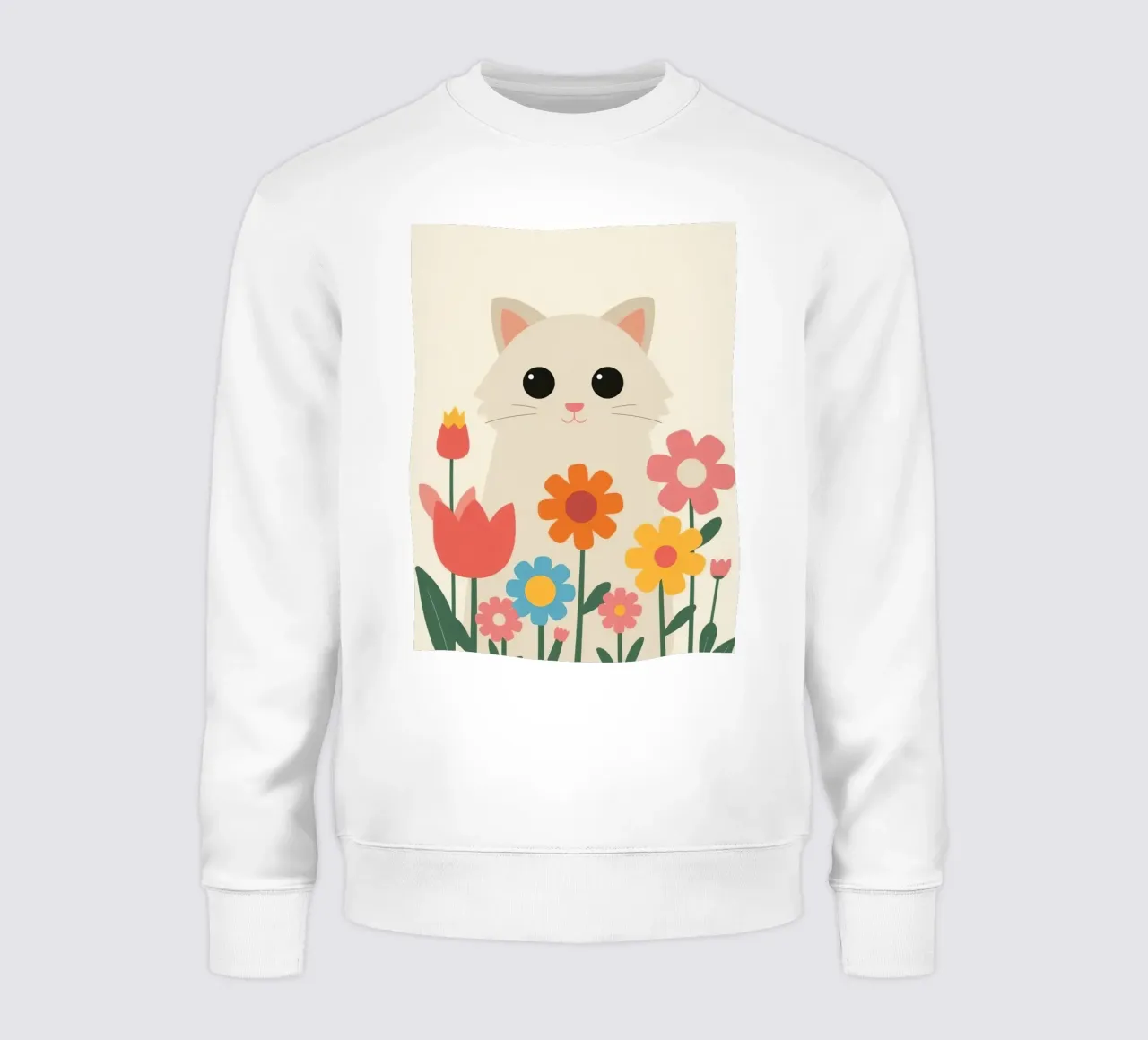 Gatto carino con fiori colorati felpa da DesignDoodle
