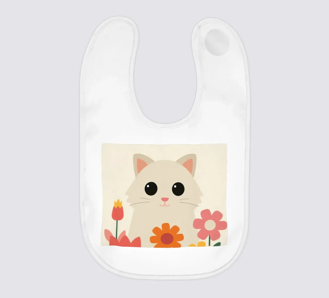 Gatto carino con fiori colorati bavaglino da DesignDoodle