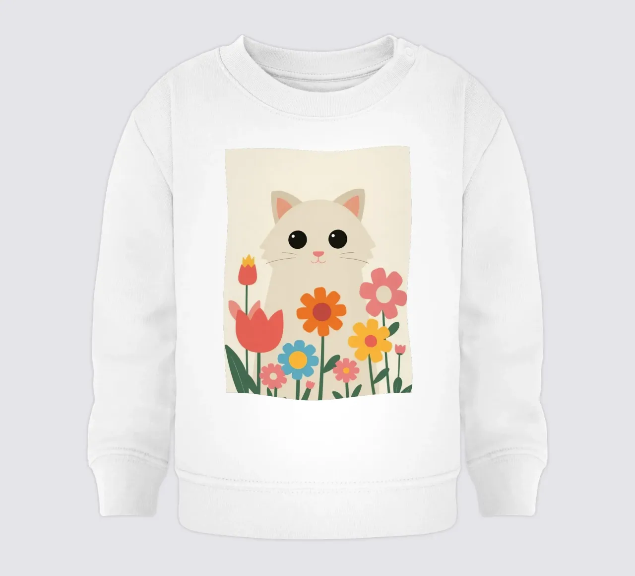 Gatto carino con fiori colorati felpa neonato da DesignDoodle