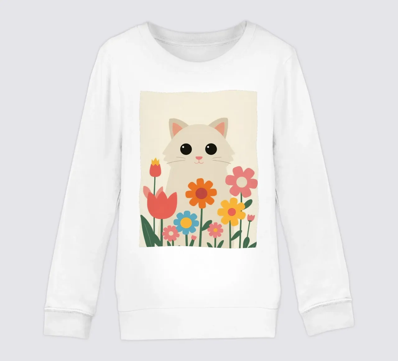 Gatto carino con fiori colorati felpa bambino da DesignDoodle