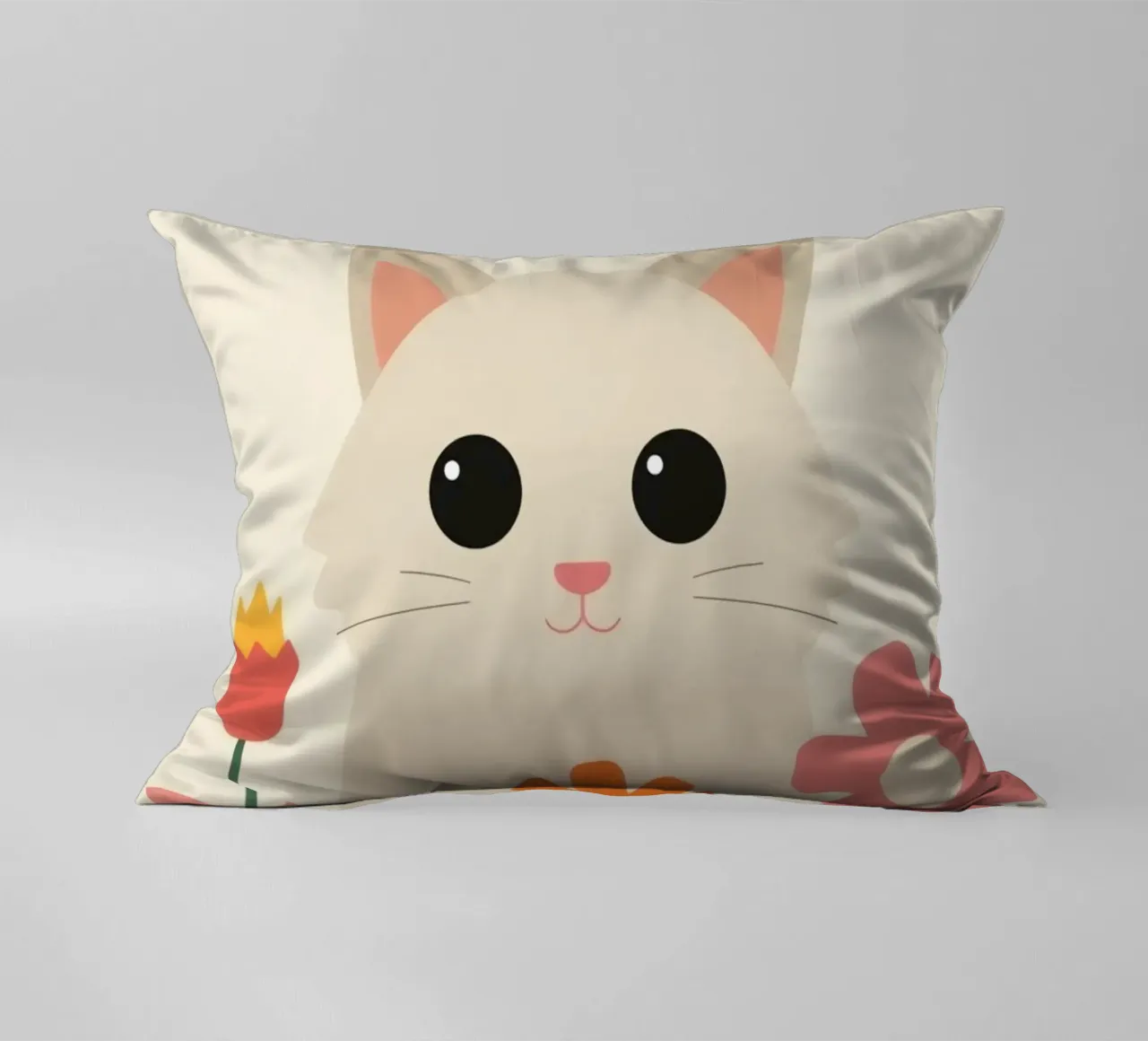 Gatto carino con fiori colorati cuscino da DesignDoodle