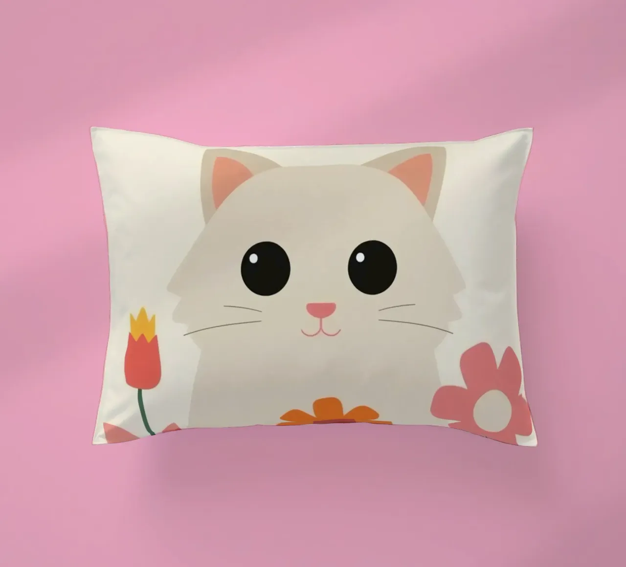 Gatto carino con fiori colorati cuscino da DesignDoodle