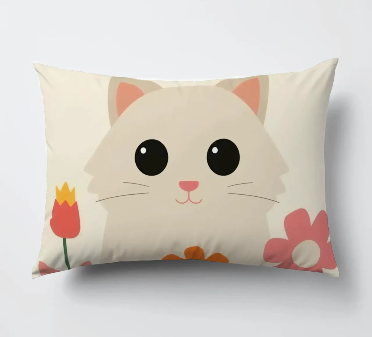 Gatto carino con fiori colorati cuscino da DesignDoodle