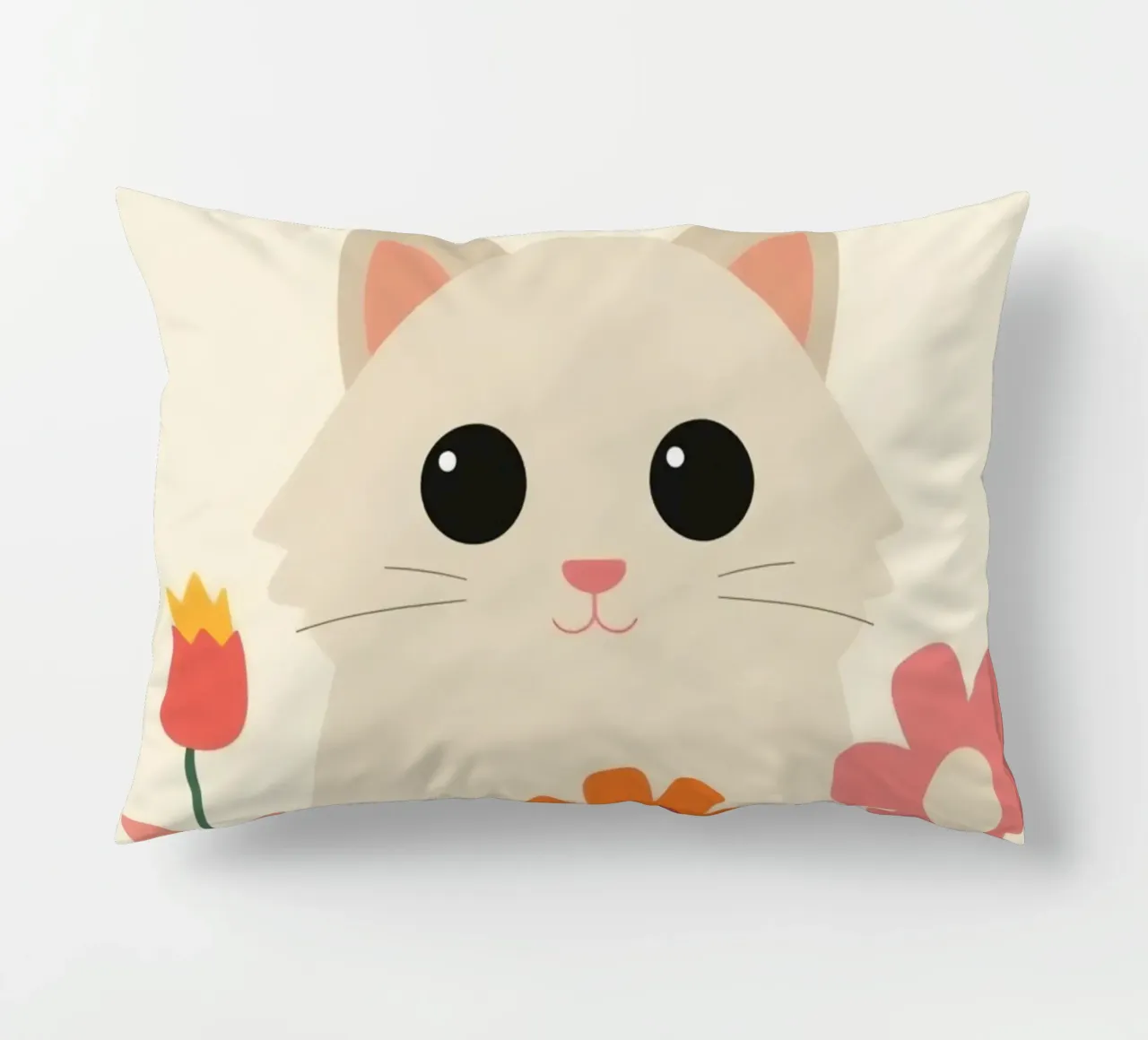 Gatto carino con fiori colorati cuscino da DesignDoodle