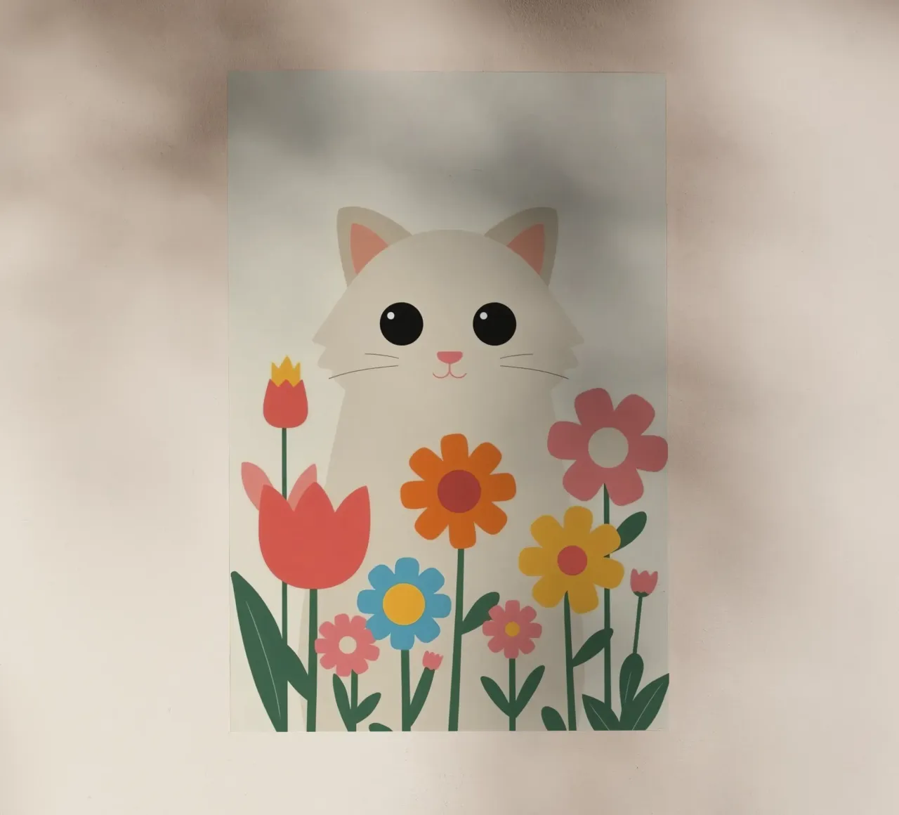 Gatto carino con fiori colorati pellicola backlit da DesignDoodle