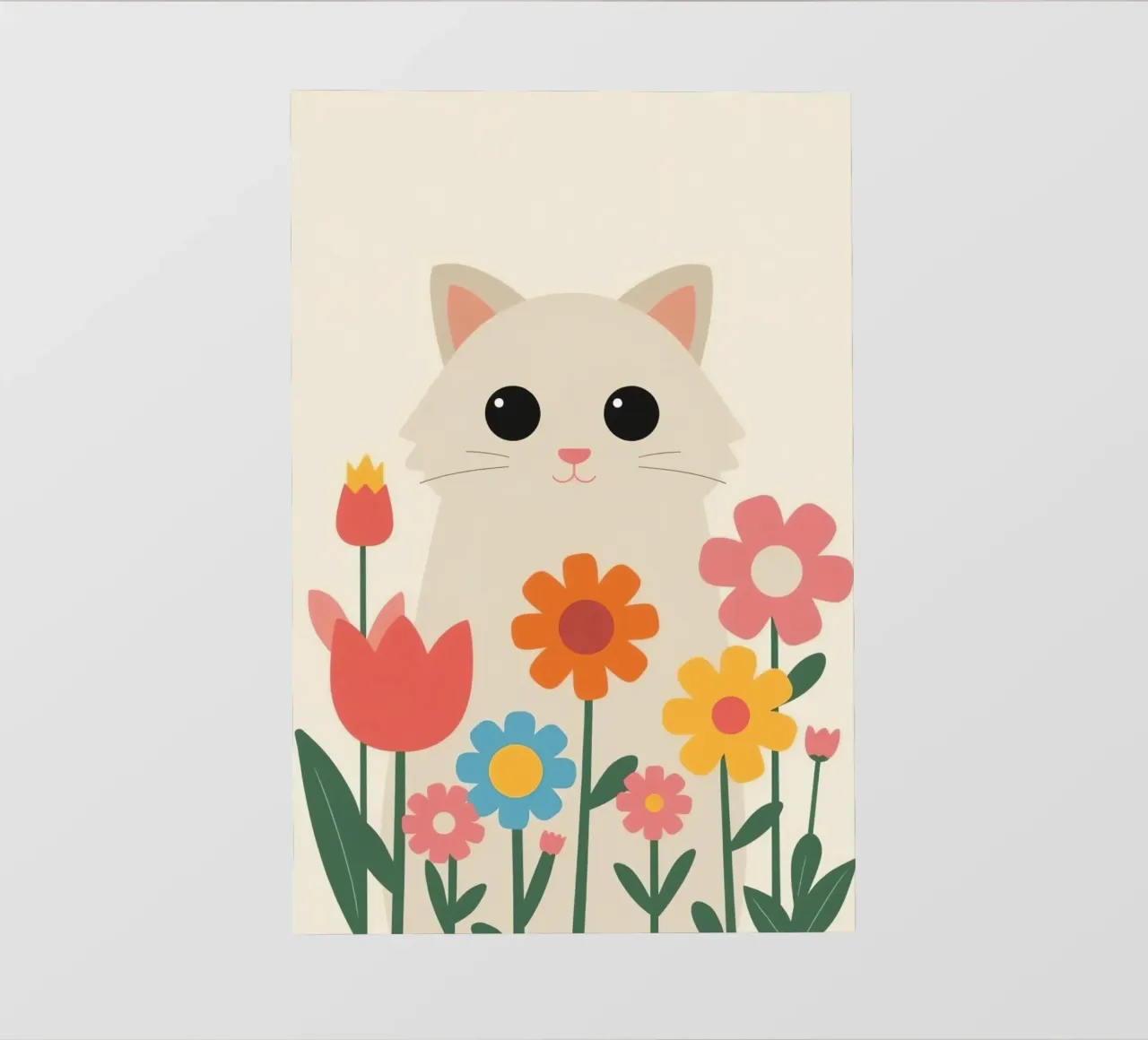 Gatto carino con fiori colorati pellicola backlit da DesignDoodle