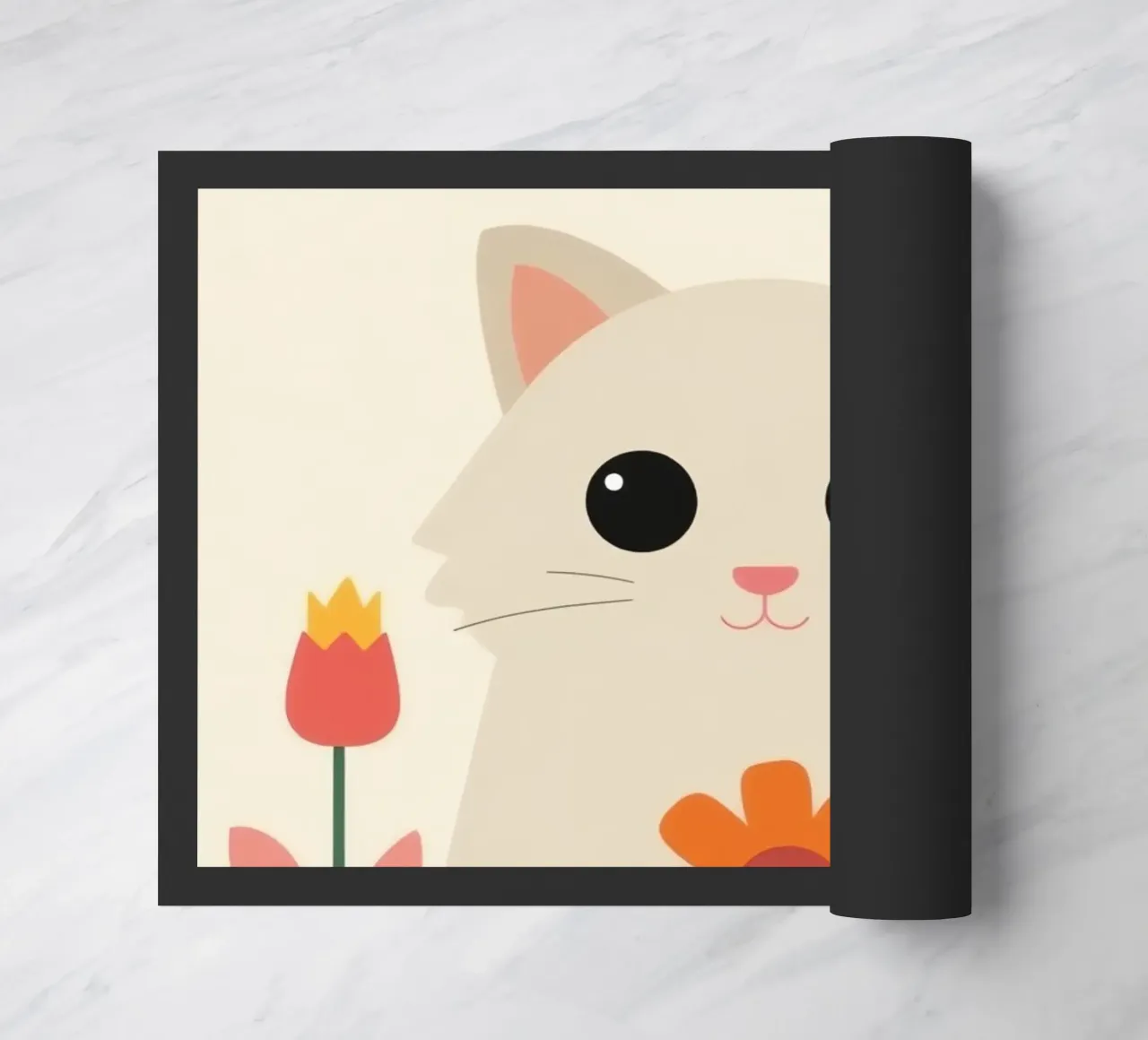 Gatto carino con fiori colorati zerbino da DesignDoodle