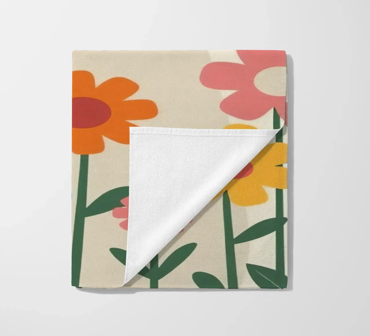 Gatto carino con fiori colorati telo mare da DesignDoodle