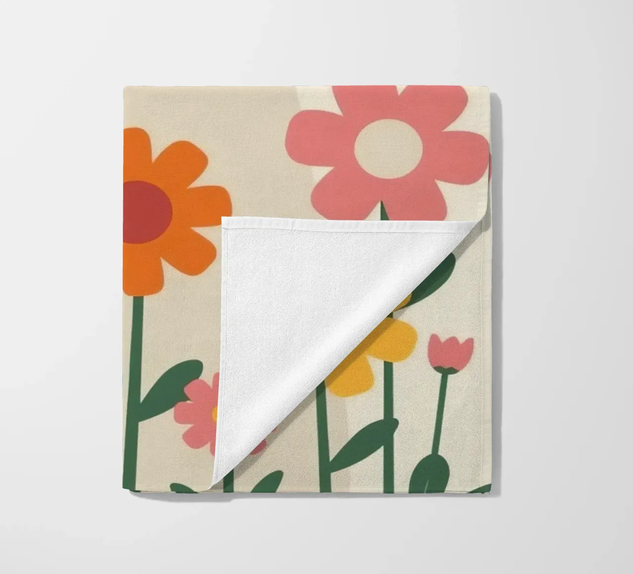 Gatto carino con fiori colorati telo mare da DesignDoodle