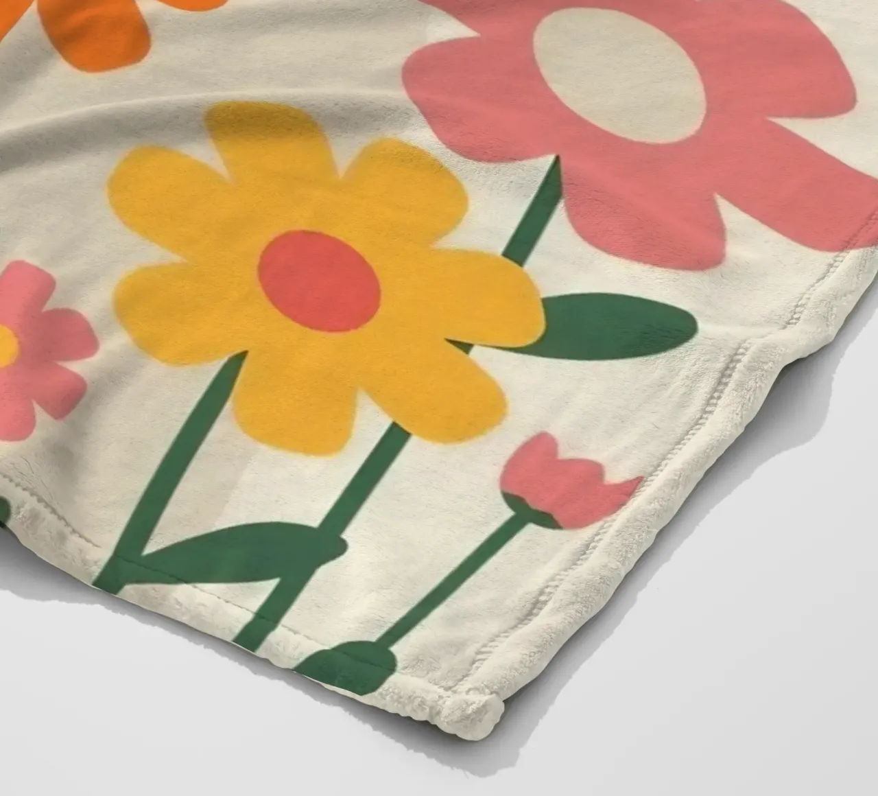 Gatto carino con fiori colorati coperta in pile da DesignDoodle