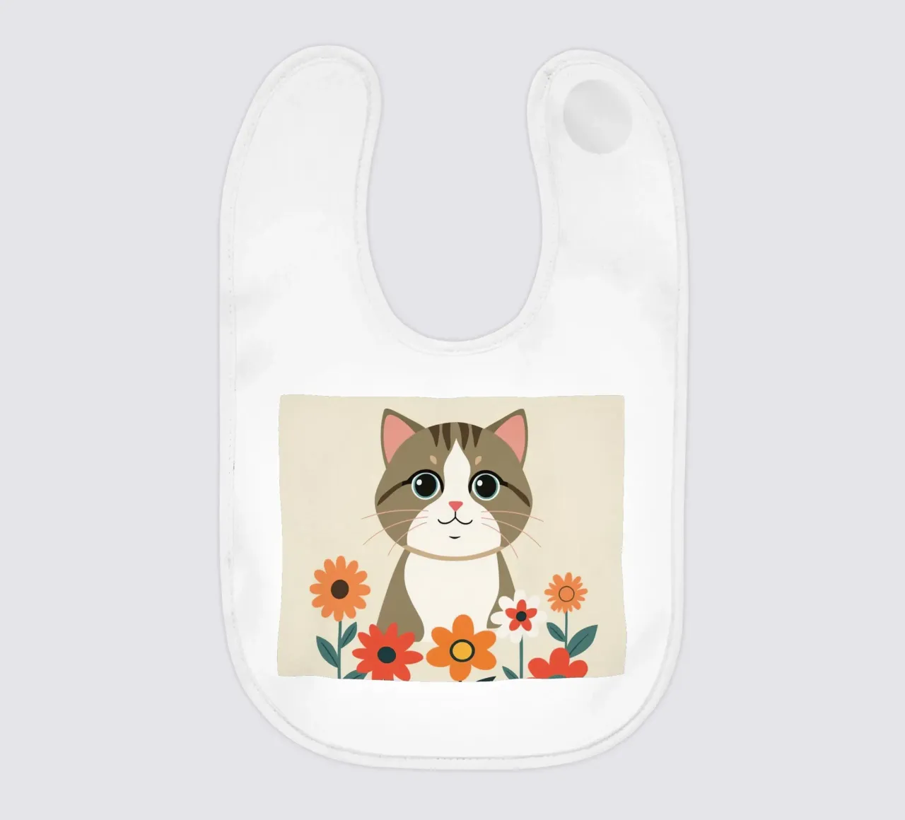 Gatto felice dei cartoni animati con fiori bavaglino da DesignDoodle