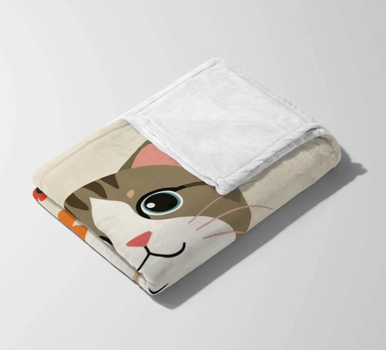 Gatto felice dei cartoni animati con fiori coperta in pile da DesignDoodle