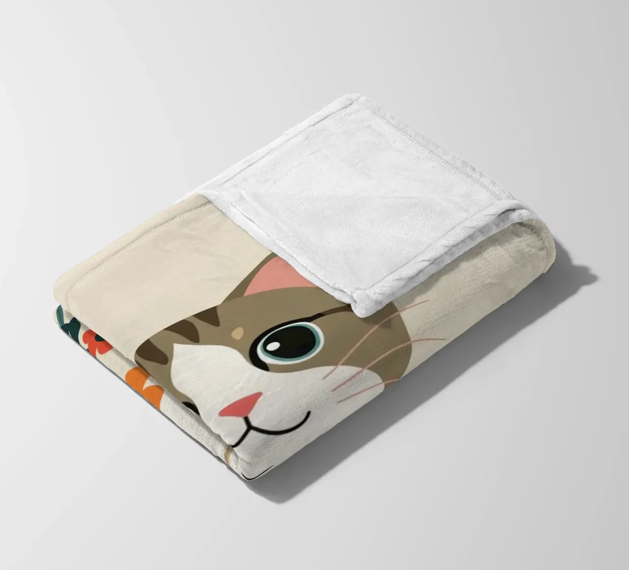 Gatto felice dei cartoni animati con fiori coperta in pile da DesignDoodle