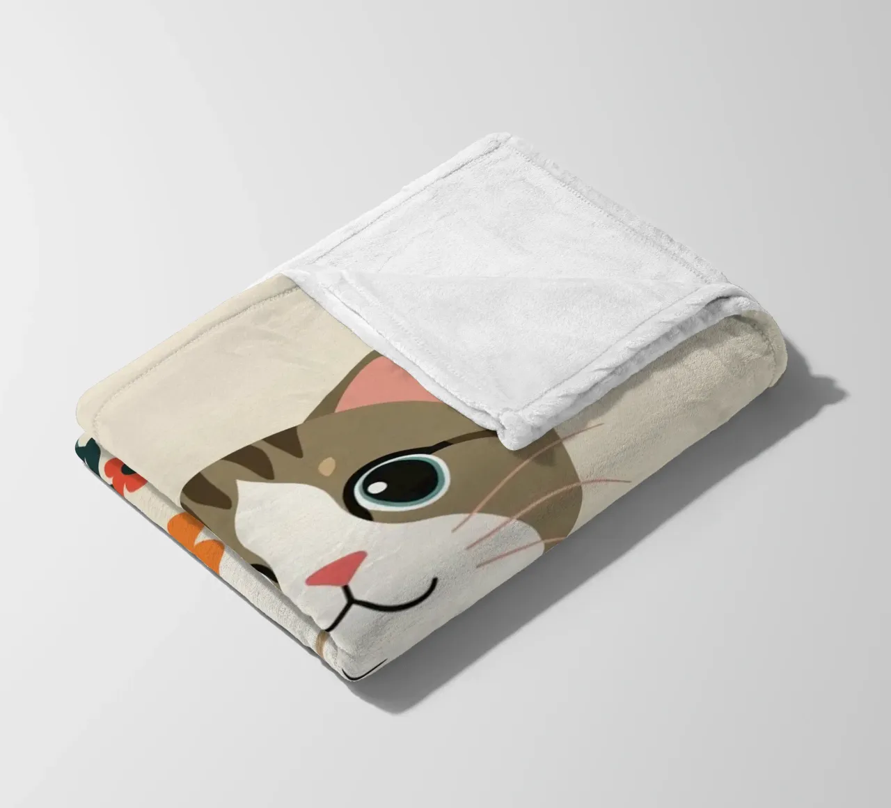 Gatto felice dei cartoni animati con fiori coperta in pile da DesignDoodle