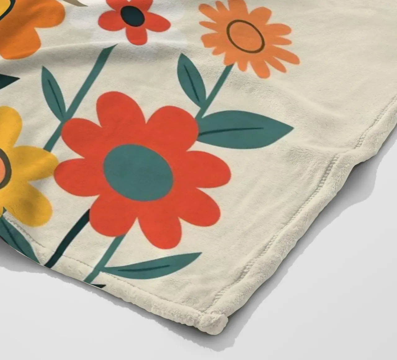 Gatto felice dei cartoni animati con fiori coperta in pile da DesignDoodle