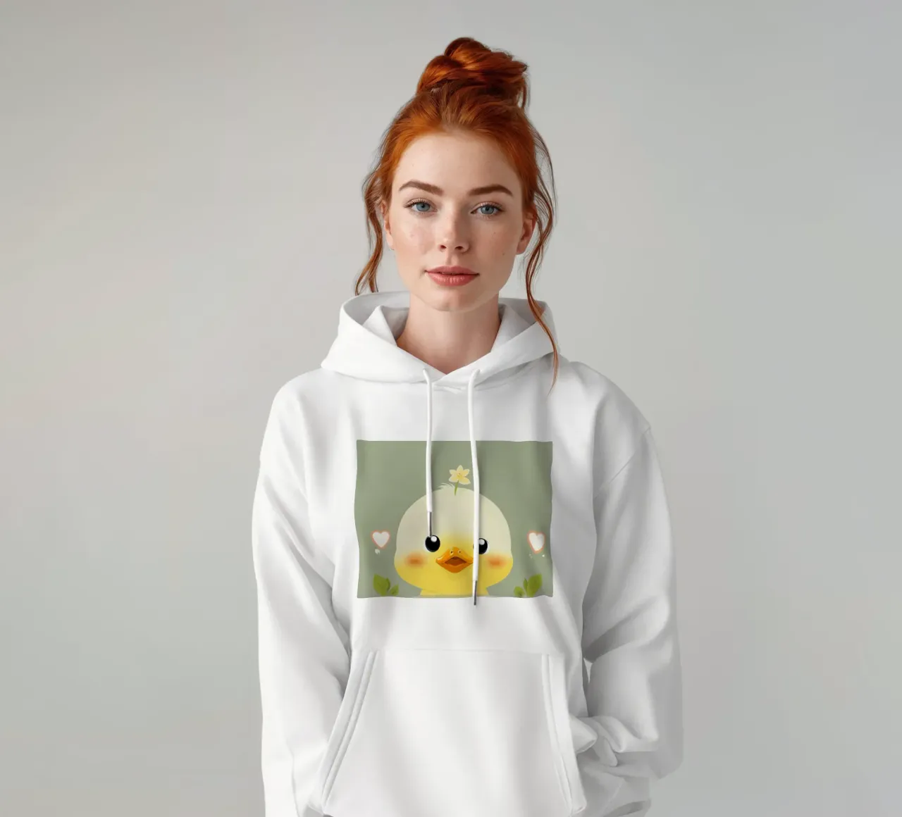 Simpatico pulcino felice con fiore felpa con cappuccio da DesignDoodle